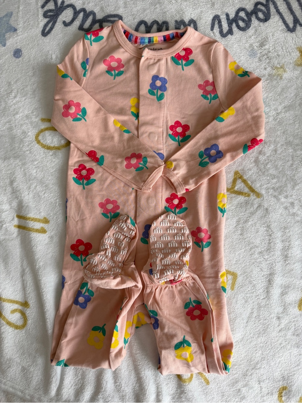 Magnetic Me Flower pink footed footies 12-18M
